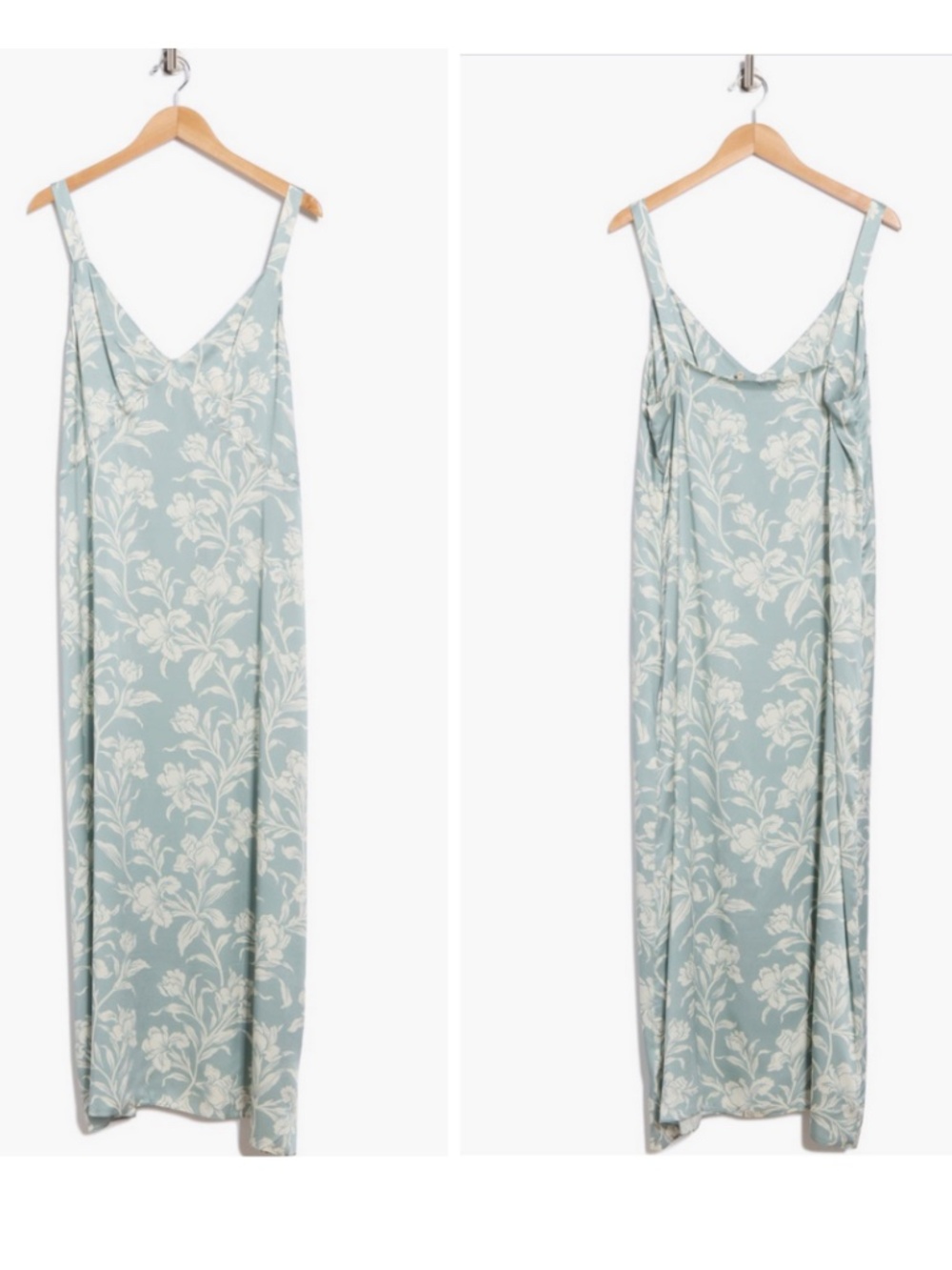 Faherty Floral Sandwashed Silk Slipdress, Silver Blue, US Size 4